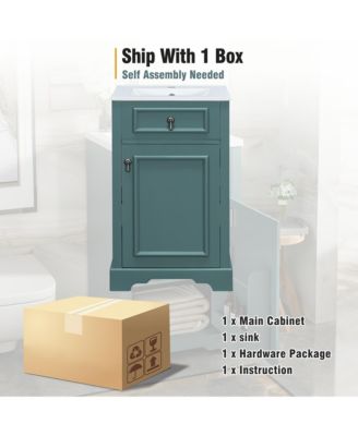 20 in. Bathroom Vanity with Ceramic Sink, Soft Close Door, Adjustable Shelf and Door-Mounted Storage Rack for Small Bathrooms