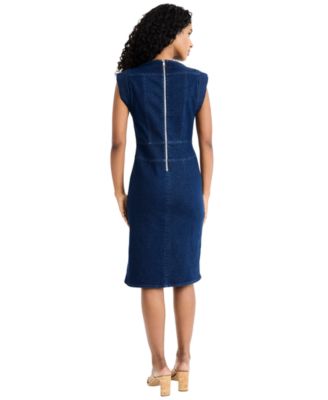Women's Sleeveless Denim Midi Dress