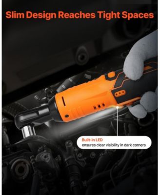 Cordless Ratchet Wrench Set, 3/8" Drive, 240 RPM, 33 ft-lbs Torque, 2 x 2.0Ah Batteries, Charger, Sockets, Adapter, Extension