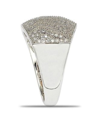 Sterling Silver Cubic Zirconia Pave Wide Band Ring