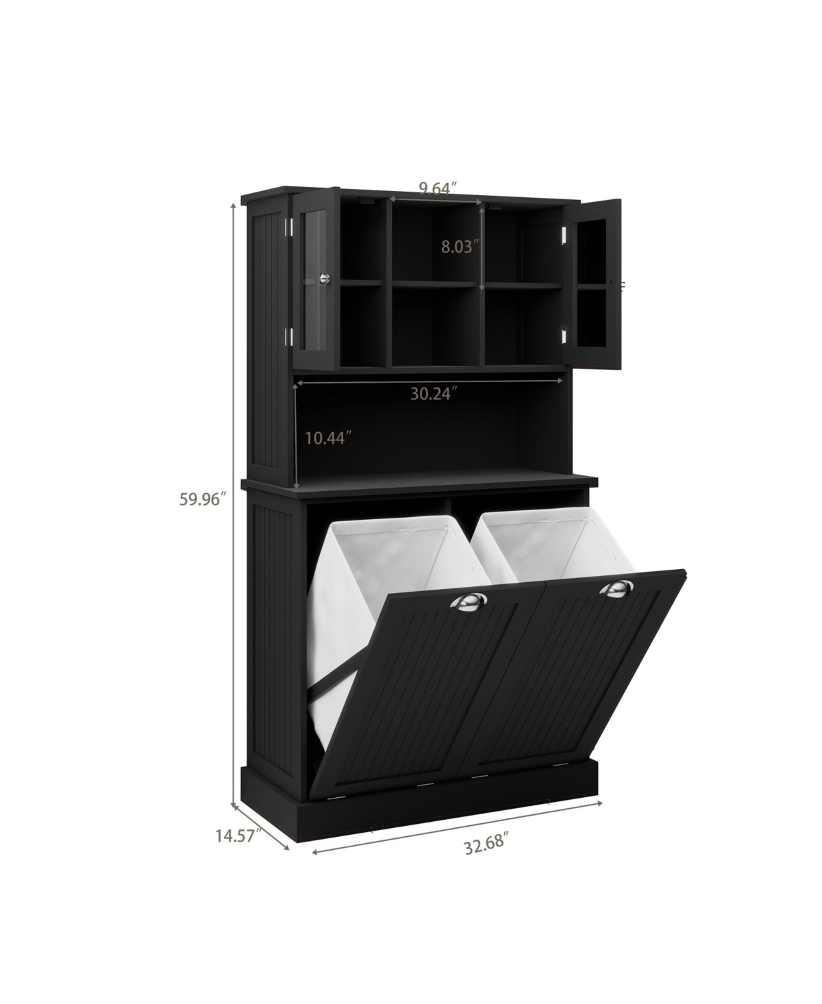 sumyeg Two-Compartment Tilt-Out Laundry Basket Cabinet with 2 Adjustable Shelves, Tall Bathroom Storage