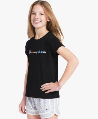 Girls' 7-16 Crewneck Rainbow Logo Graphic T-Shirt