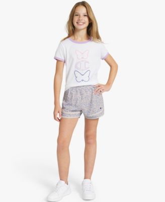Girls' 7-16 Printed Woven Varsity Pull-On Shorts