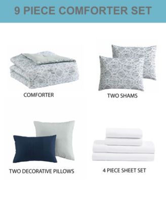 Benton Geometric 9-Pc. Comforter Set, Queen