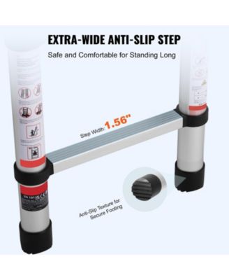 12.5 ft Telescoping A-Frame Ladder, Aluminum Multi-Button Retraction, 375 lb Capacity, Stabilizer Bar, Lightweight Extension Ladder