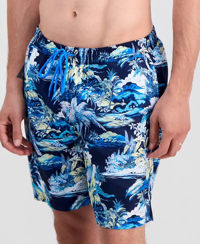 Men's Elloe Tropical Scene Swim Trunks - thumbnail 2