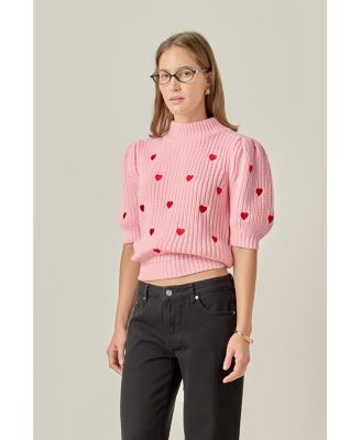 Women's Heart Shape Embroidery Sweater