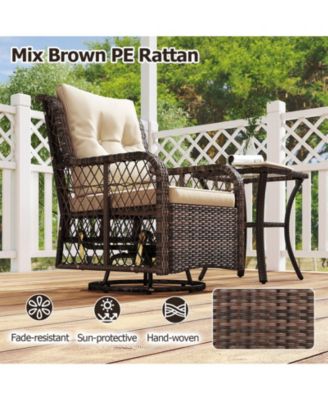 Outdoor 3-Piece Furniture Set with Swivel Gliders and Side Table