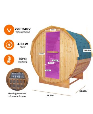 Traditional Sauna Room with Metal Stove, 4.5KW, Carbonized Spruce