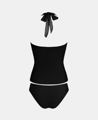 Women's Chic Tankini Swimsuit with Mesh Inserts