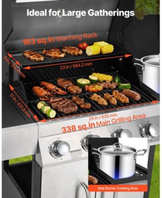 4-Burner Propane Gas Grill with Side Burner
