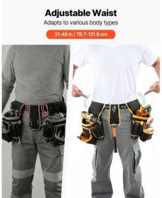 Magnetic Tool Belt Pouch, 28 Pockets Heavy-Duty Utility Tool Belt, Detachable Work Bag, Adjustable Waist 31–48 in