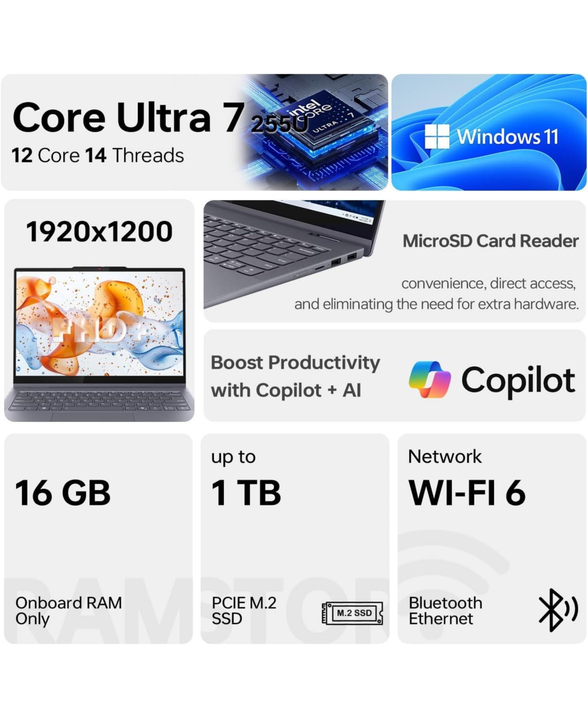 Lenovo IdeaPad 5 Gen 10 Premium 2-in-1 Laptop 14" Fhd Touchscreen Intel Core Ultra 7 255U Intel Graphics 16GB Only 512GB Ssd Wi-Fi 6 Windows 11 H