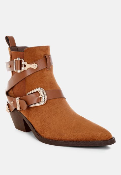 Женские ботинки London Rag Raveta Microfiber Buckle Strap Western, цвет: Бежевый / Хаки