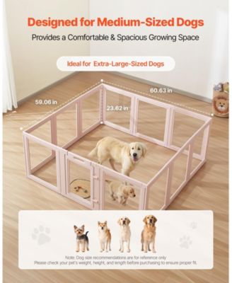 Dog Whelping Box, 60 x 59 x 23 in Clear Plastic Whelping Pen for X-Large Dogs, Waterproof w/ Windows & Door Lock, Easy-Clean Indoor Birth Kit