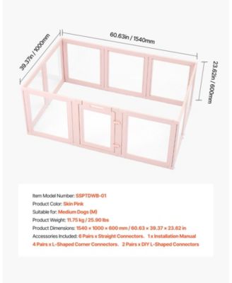 Dog Whelping Box, 60 x 39 x 23 in Plastic Whelping Pen for Medium Dogs, Waterproof Clear Panels w/ Windows & Door Lock, Easy-Clean Birth Kit