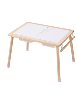 Kids Sensory Table, 3 Foldable Bins & Paper Roll Holder, Indoor/Outdoor Sand & Water Play, Wooden