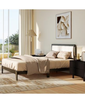 Full Size Bed Frame with Headboard Platform Bed Frame Charcoal