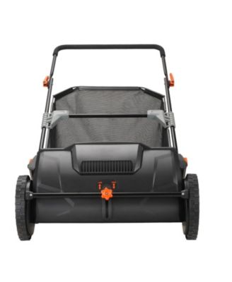 21" Push Lawn Sweeper, Leaf & Grass Collector with 3.5 cu. ft. Mesh Hopper, 2 Spinning Brushes, Plastic Wheels, Steel Frame
