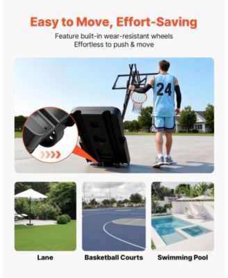 Portable Basketball Hoop, 5.25–10 ft Height Adjustable Stand with 48" PC Backboard, Rolling Wheels, Outdoor Goal System
