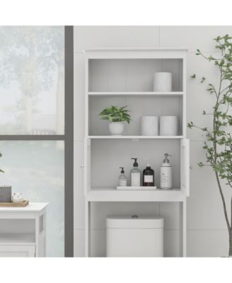 2-Tier Bathroom Spacesaver Storage Shelf with 2 Doors, Freestanding Wood Organizer Cabinet