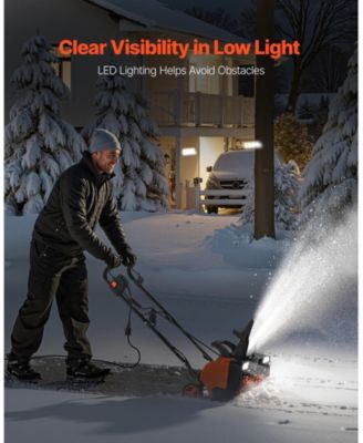 Electric Snow Blower, 20", 15A Corded Snow Thrower, Dual LED Lights, 180° Chute, 25 ft Throw, 12" Depth