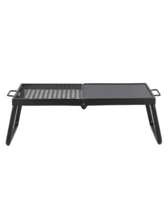 22.4" Folding Campfire Grill, Heavy Duty Steel Mesh Grate with Legs and Carrying Bag, Camping Grate for Fire Pit Cooking