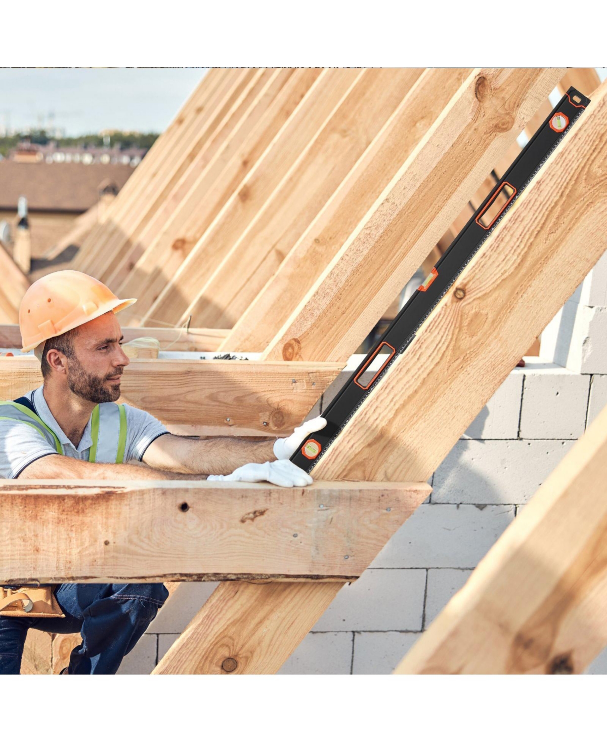 Mecale 4-Piece Box Level Set, 48/24/16/10", Light-Up Bubble Vials, 45/90/180° Ruler, Aluminum Alloy, Shock-Proof (10" Magnetic