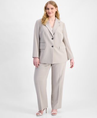 Plus Size Notched Collar Two-Button Blazer