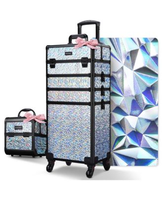 Makeup Train Case Kit with Cube Case Cosmetic Organizer Mermaid Silver