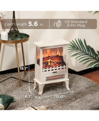 17" 1500W Infrared Electric Fireplace Stove, 3-Sided View, Realistic Flame, Overheat Protection, Portable Heater for Small Spaces