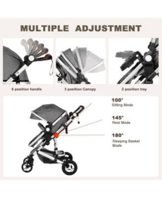 Meno V 3-in-1 Reversible Baby Stroller with Detachable Tray, Adjustable Canopy and Suspension Wheels