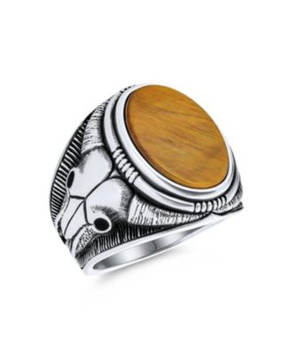 Men's Signet Western Texas Longhorn Skull Ring Sterling Silver