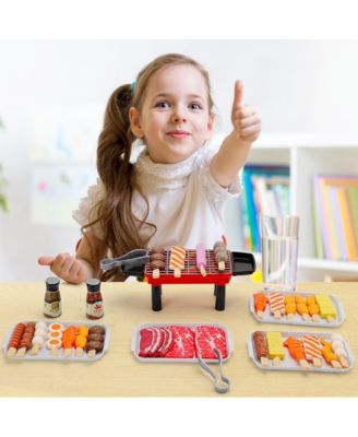 36-Piece Kids BBQ Grill Playset, Pretend Play Toy with Realistic Food & Tools