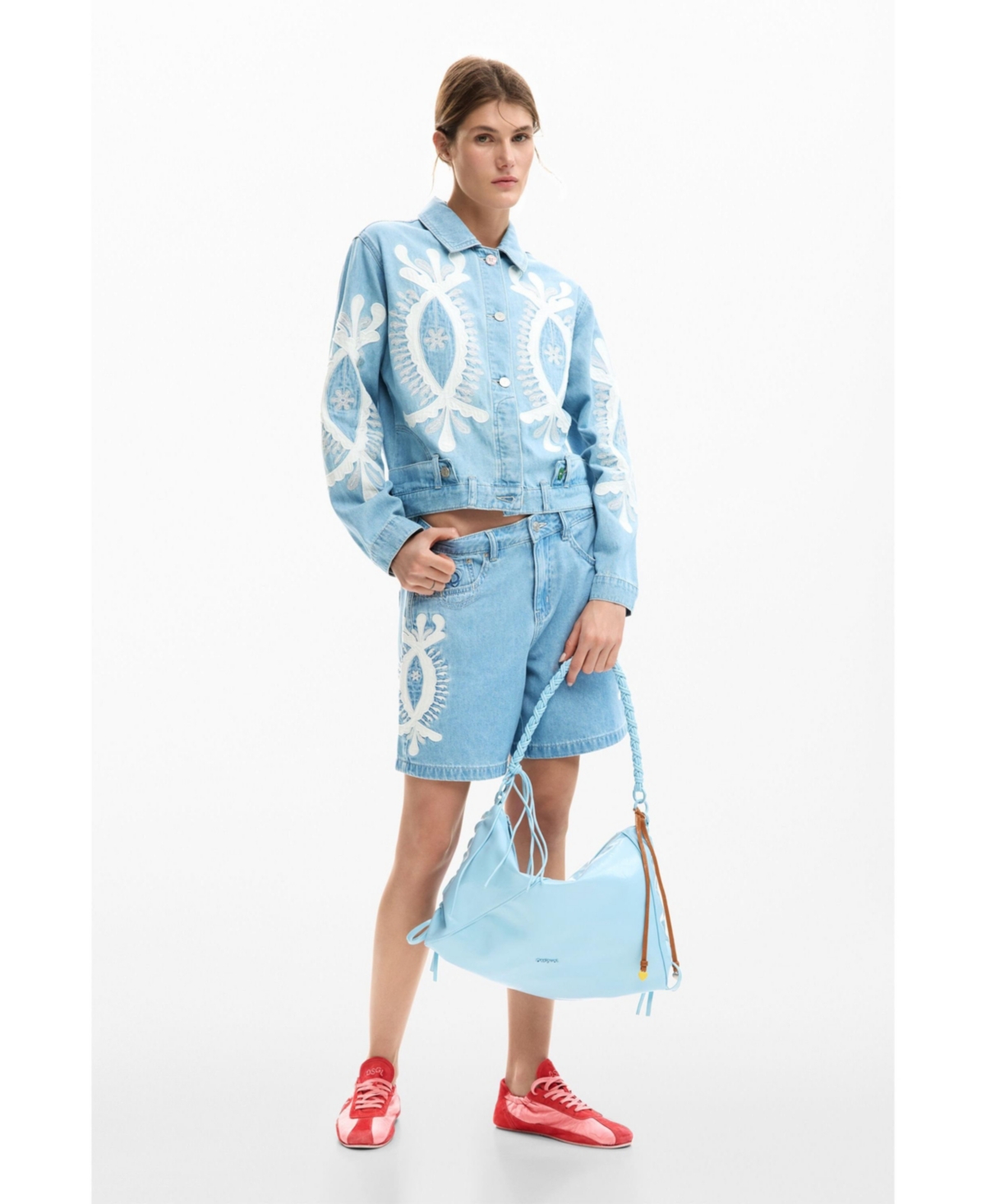 Desigual Women's Denim Bermuda Shorts with embroidery