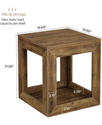 20" Rustic Farmhouse End Table with Storage Shelf for Bedroom or Living Room