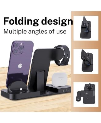 Vertical wireless charger, 6-in-1 fast wireless charging station, upgraded integrated folding, suitable for iPhone 16/15/14/13, Apple Watch Ultra/9/8