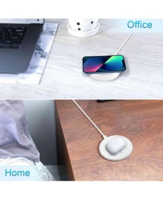 Round desktop wireless charger, 15W maximum fast wireless charging pad, compatible with i-Phone 14, for Apple Huawei wireless charging,White