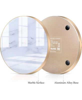 Aluminum Alloy Wireless Charger, 10W Marble Pattern Wireless Charger, HE-WT16 QC Input CE Certification for iPhone,White Gold
