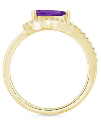 Gemstone and Diamond Ring (1/5 ct. t.w.) in 10K White Gold (also in 10K Yellow Gold)