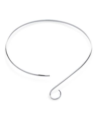 Modern S Swirl Geometric Collar Choker Statement Necklace .925 Silver Sterling