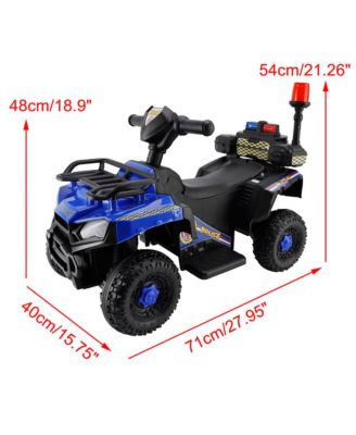 6V Kids Police Ride-On ATV, Electric Toy with 4 Wheels, Light, Sound & Foot Pedal Drive