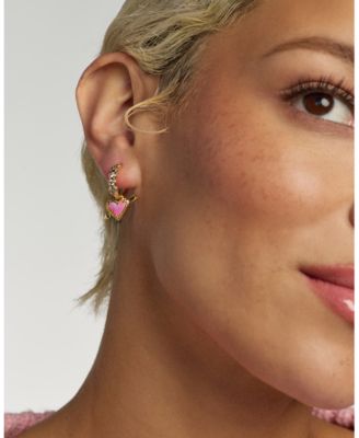 Opalescent Resin and Cubic Zirconia Ari Heart Arrow Huggie Earrings