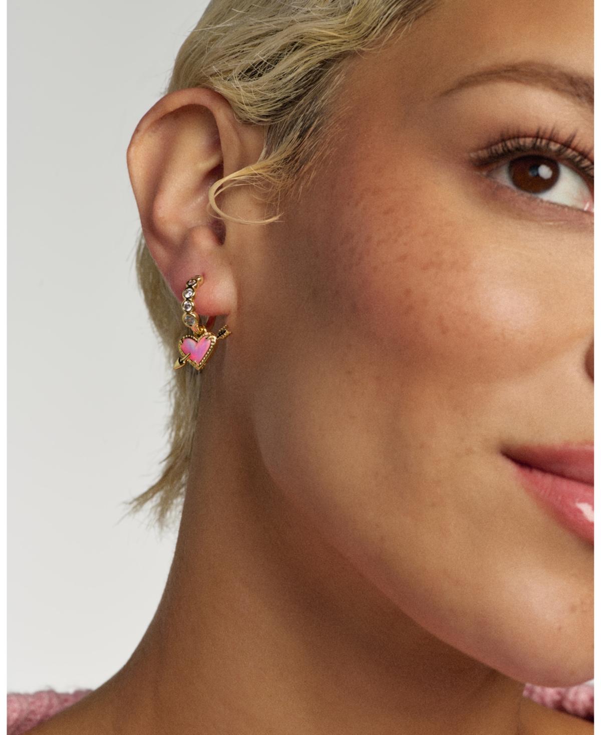 Kendra Scott Opalescent Resin and Cubic Zirconia Ari Heart Arrow Huggie Earrings