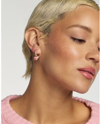 Opalescent Resin and Cubic Zirconia Ari Heart Arrow Huggie Earrings