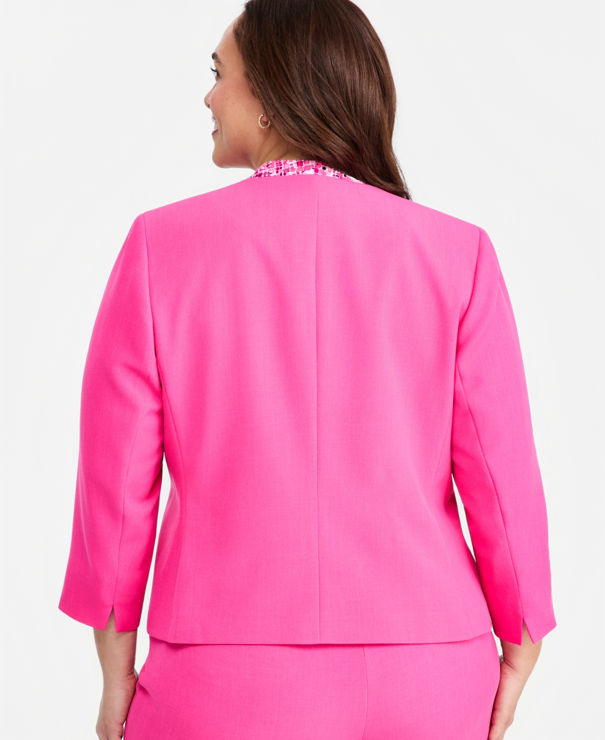 Kasper Plus Seamed Patch-Pocket Cardigan Jacket