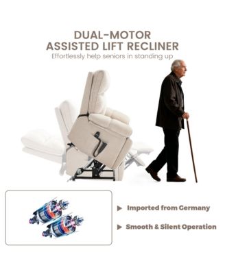 Heat Massage Dual Motor Infinite Position Up to 350 LBS Large Electric Power Lift Recliners with Hidden Cup Holders