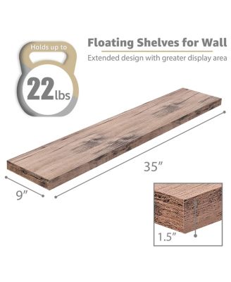 3 Pack (35"x9") Long Floating Wall Shelves for Bedroom, Decor, Kitchen, Living Room - for Trophies, Frames, Bookshelf