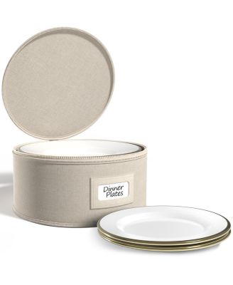 China Storage Containers – Dinnerware Organizer for Dinner Plates with Lid (Holds Service for 12) with Felt Protectors – 12 x 6.25