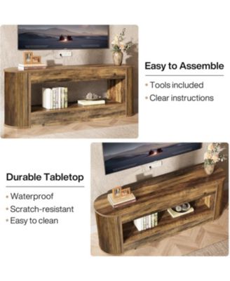 TV Stand with Storage for TV, 2-Tier Farmhouse Television Stands, Entertainment Center Media Console